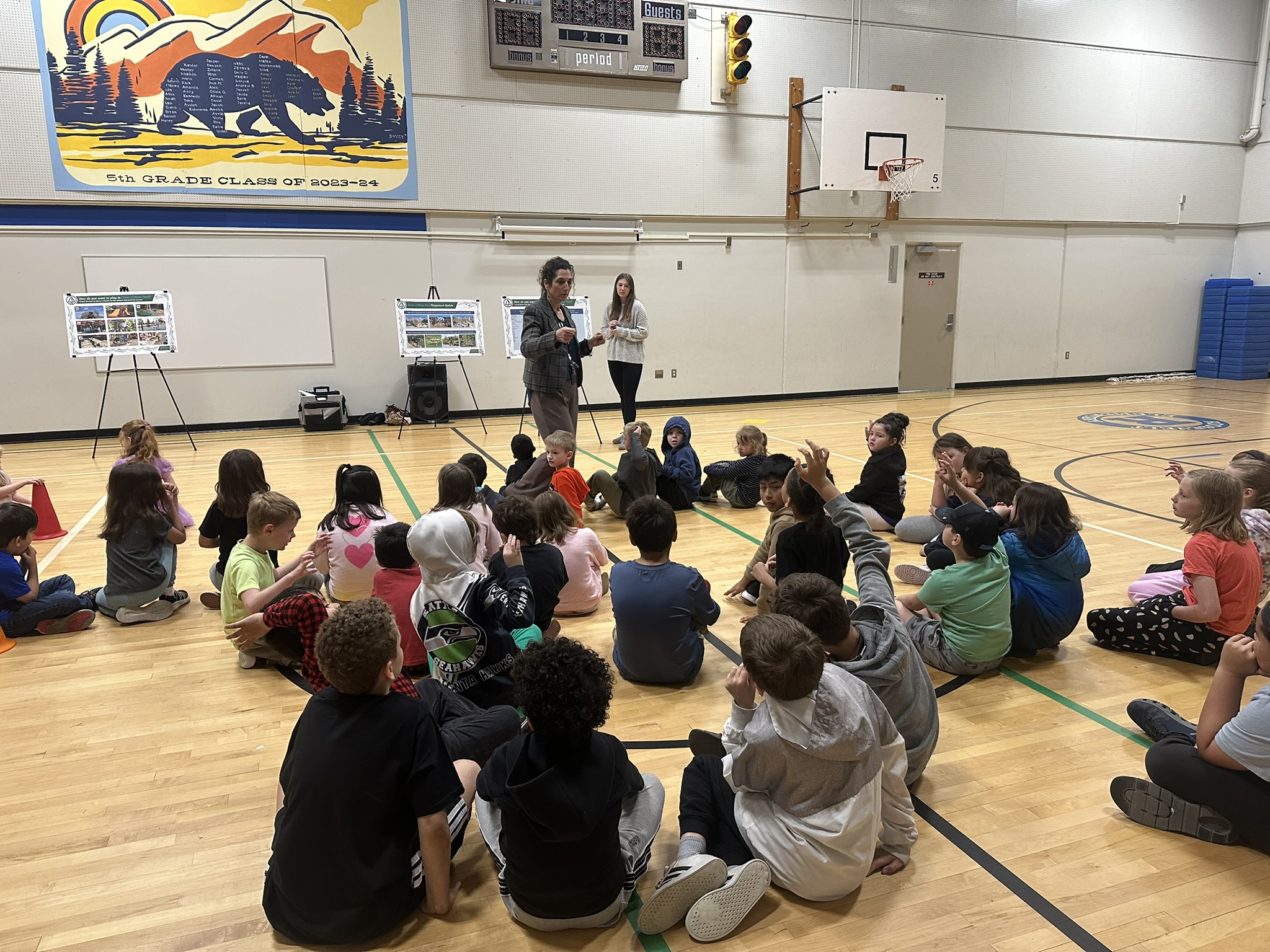 Students sharing feedback at Roosevelt Elementary